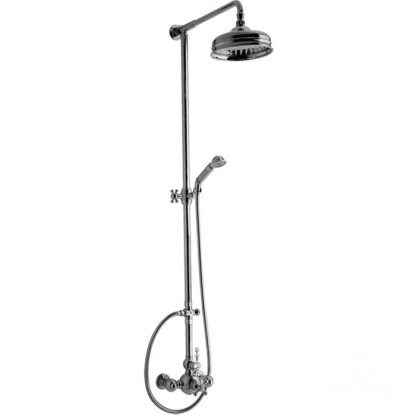 CISAL Arcana Americа Душевой комплект: термостатический смеситель, стойка с верхним душем, лейка+шланг, цвет: хром