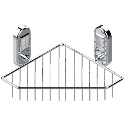 THG Oceania Полочка металлическая, подвесная, решетка, угловая, 20х20см., цвет: хром/прозрачный хрусталь