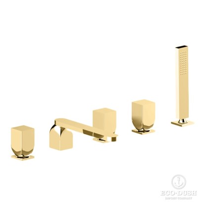 Cisal Hi-Rise Смеситель на борт ванны, 5 отв., с ручным душем, цвет: Gold Brushed