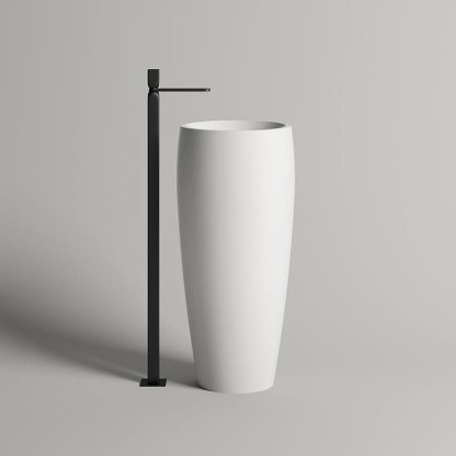 Salini Armonia 203 Раковина напольная 47х47х90cм., без отв., без перелива, донный клапан "Up&Down", материал: S-Sense, цвет: глянцевый белый