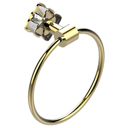 THG P?tale de cristal clair liser? dor? Полотенцедержатель - кольцо 18см., подвесной, цвет: золото/прозрачный хрусталь