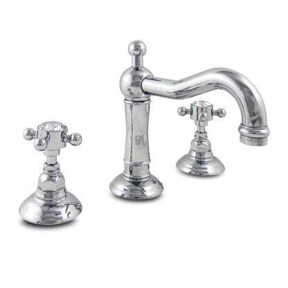 Nicolazzi Half Dome Crystal Смеситель для раковины на 3 отверстия, с донным клапаном, излив: 165 мм, цвет: хром