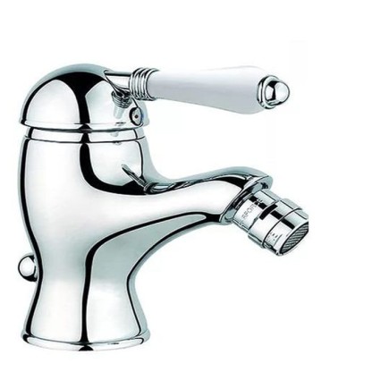 Nicolazzi P.m. Blanc Смеситель для биде, на 1 отв, с донным клапаном, излив: 107 мм, ручки белая керамика, цвет: хром