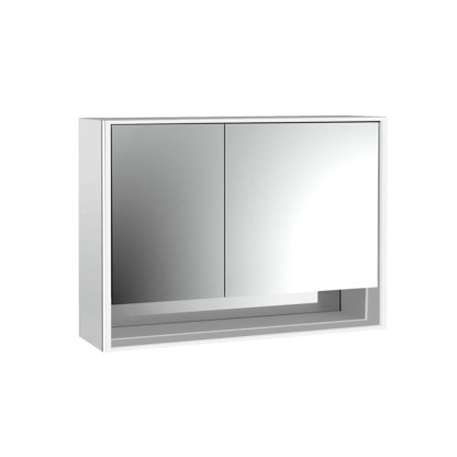 Emco Loft Зеркальный шкаф 100см., с подсветкой LED с с ниж.отделением навесная модель, 2-дверки, широкая дверка справа зеркальная задняя стенка