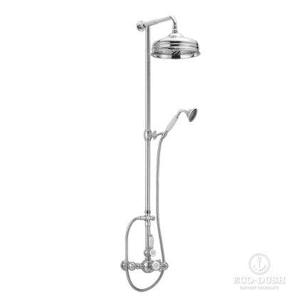 Huber Victorian Душевая стойка, с термостатическим смесителем, верхним душем 30см, ручным душем, с держателем и шлангом, цвет: хром
