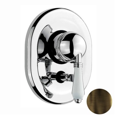 Nicolazzi P.m. Blanc Встраиваемый смеситель для душа с переключением, 2 источника, ручки белая керамика, цвет: тёмная бронза