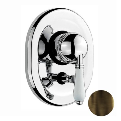 Nicolazzi P.m. Blanc Встраиваемый смеситель для душа с переключением, 2 источника, ручки белая керамика, цвет: тёмная бронза