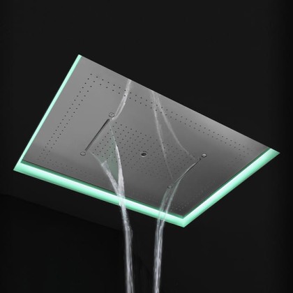 Antonio Lupi Душевая система Meteo XXL 100x75x11 см, с подсветкой LED, цвет: полированная сталь