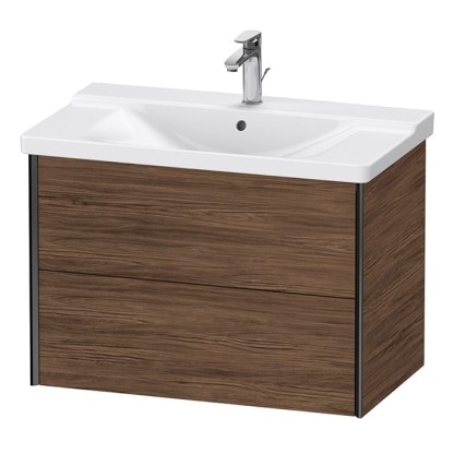 Duravit XViu Тумба подвесная 81x46.9x56.5см, с раковиной, 2 ящика, цвет: walnut dark/черный матовый