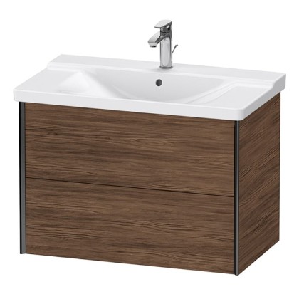 Duravit XViu Тумба подвесная 81x46.9x56.5см, с раковиной, 2 ящика, цвет: walnut dark/черный матовый