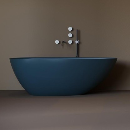 Salini Paola Ванна отдельностоящая 172х82х60см, донный клапан "Up&Down", сифон, слив-перелив, материал: S-Stone, цвет: Ocean blue