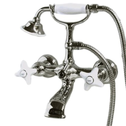 Devon&Devon White Rose Смеситель для ванны с душевым комплектом, цвет: никель