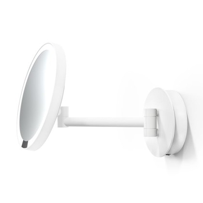 Decor Walther Round Just Look WR Косметическое зеркало 21.5см, подвесное, увел. 5x, подсветка LED, цвет: белый матовый