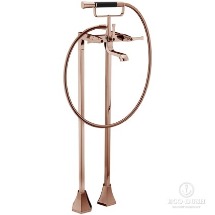CISAL Cherie Смеситель напольный двухвентильный для ванны с ручной лейкой, держателем и шлангом 150 см, цвет: золото розовое