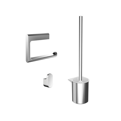 Emco Flow Набор: держатель т/б, ершик напольный, крючек, цвет: хром