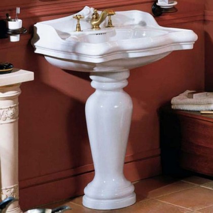 Azzurra Jubilaeum Раковина 70x55xH32,5 см, с пьедесталом 27xH68 см, 3 отв., цвет: Bianco lucido