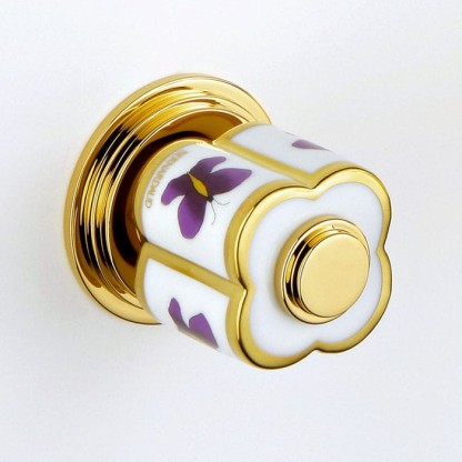 THG CAPUCINE MAUVE DECOR OR Ручка дверная одинарная, декор золото/лиловый, цвет: полированное золото