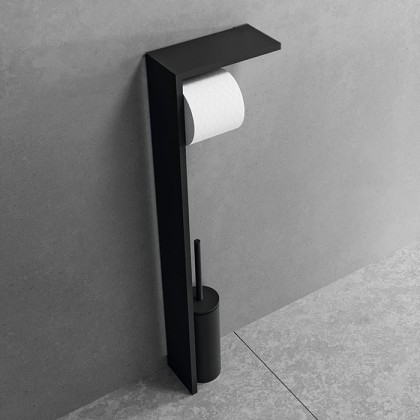 Novellini Kuadra Стойка с держателем т/б и ершиком для унитаза,, цвет: черный матовый