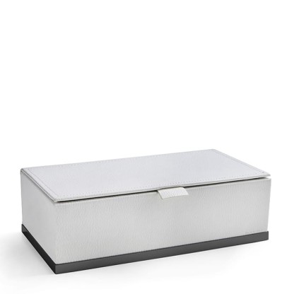 3SC Snowy Коробочка универсальная, 25х13хh8см, с крышкой, настольная, цвет: белая эко-кожа/черный матовый