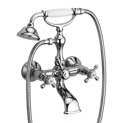 Simas Victoria Смеситель для ванны, настенный, с ручным душем, цвет: хром