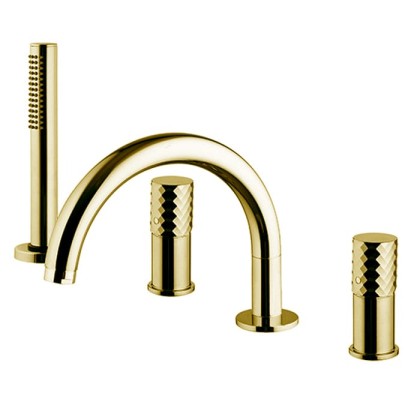 Fima Carlo Frattini Spillo Tech Смеситель на борт ванны, на 4 отв., с ручным душем., цвет: золото