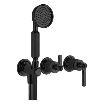 Gessi Venti20 Смеситель встраиваемый, однорычажный, с переключателем на 2 положения, с ручным душем и шлангом 1500 мм., внешняя часть, цвет: черный мат