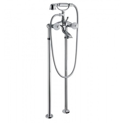 Bongio Rivoli Смеситель для ванны напольный с ножками, с ручным душем, цвет: хром/cristallo 00