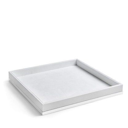 3SC Snowy Лоток универсальный 28х28хh4см, цвет: белая эко-кожа/белый матовый