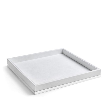 3SC Snowy Лоток универсальный 28х28хh4см, цвет: белая эко-кожа/белый матовый