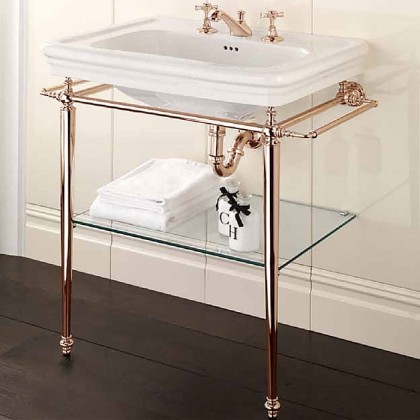 Devon&Devon Etoile Консоль 78х53см, с раковиной на 3 отв, напольная, цвет: золото/белая