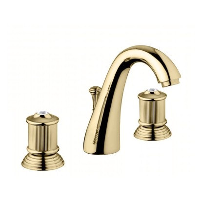 Bongio Impero Смеситель для раковины, 3 отв., цвет: золото/Swarovski