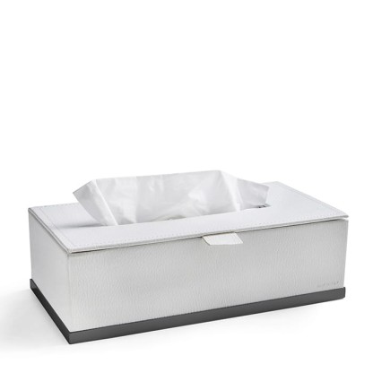 3SC Snowy Контейнер для бумажных салфеток, 25х13хh8 см, настольный, цвет: белая эко-кожа/черный матовый