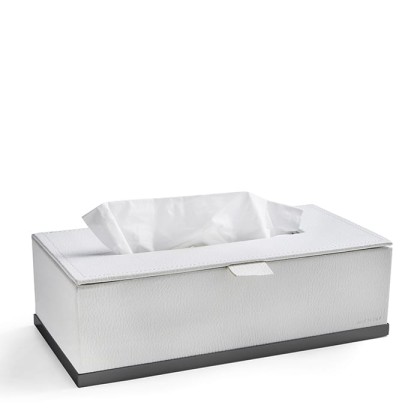 3SC Snowy Контейнер для бумажных салфеток, 25х13хh8 см, настольный, цвет: белая эко-кожа/черный матовый