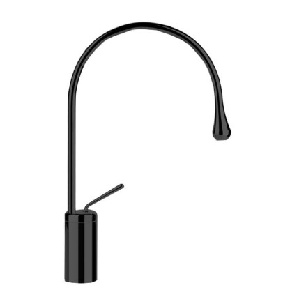 Gessi Goccia Смеситель для раковины на 1 отверстие, высокий, излив 244мм R=125, с фиксированным носиком, цвет: black XL