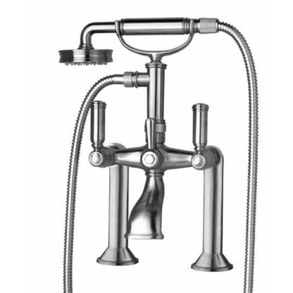 Bossini Liberty Смеситель на борт ванной на 2 отв. с переключателем, лейка Liberty, шланг из латуни 150 см, цвет: хром