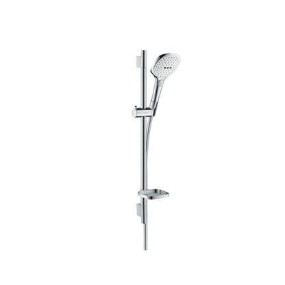Hansgrohe Raindance Select E Душевой набор: штанга 65см., ручной душ 120, 3jet (Rain, RainAir, WhirlAir), EcoSmart, мыльница, шланг, цвет: белый/хром