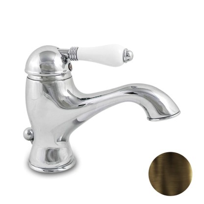 Nicolazzi P.m. Blanc Смеситель для раковины однорычажный, с донным клапаном, ручки белая керамика, цвет: тёмная бронза