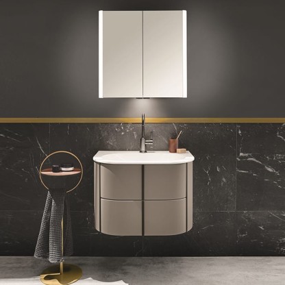 Burgbad Lavo 2.0 Комплект мебели 72х49.5х49.2см., 2 ящика, раковина Velvet с сифоном, с 1 отверстием для смесителя, ручки черные, подвесной, цвет: Basaltgrau Matt