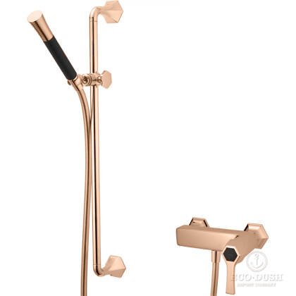 CISAL Cherie Смеситель для душа однорычажный, с душевым комплектом, цвет: розовое золото/черный