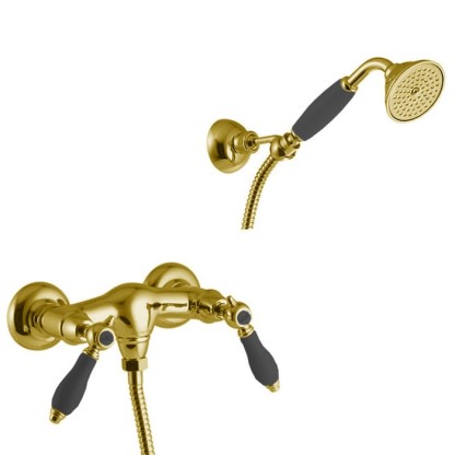 Fima Carlo Frattini Herend Смеситель для душа, настенный, с ручным душем., черные ручки, цвет: золото