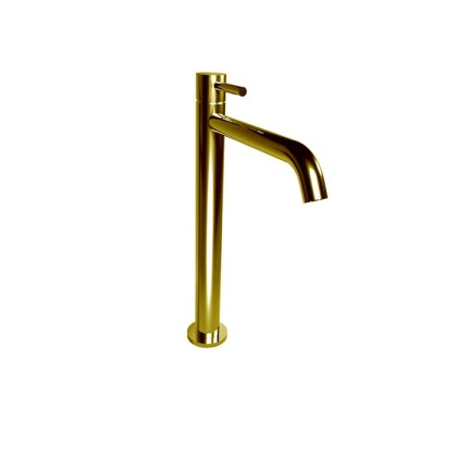 Bongio ON Смеситель для раковины, высокий на 1 отв, излив 17.3см., с донным клапаном clic clac, цвет: матовое французское золото