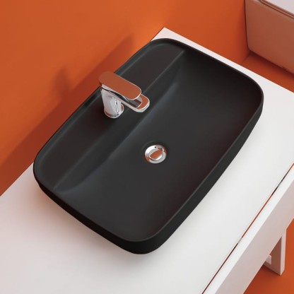 Kerasan Tribeca Раковина 60х43 см, 1 отв., встраиваемая/накладная, цвет: черный матовый