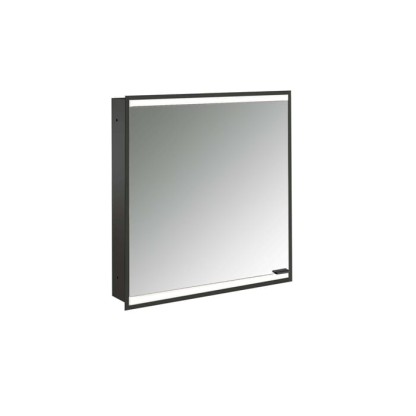 Emco Prime Зеркальный шкаф 60см., с подсветкой LED2 Facelift встраив. модель, 1-дверка, IP 20 петли слева, зеркальная задняя стенка, цвет черный