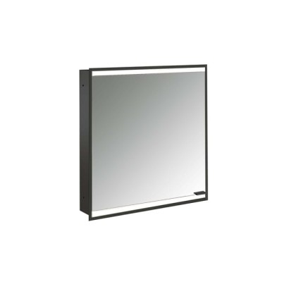 Emco Prime Зеркальный шкаф 60см., с подсветкой LED2 Facelift встраив. модель, 1-дверка, IP 20 петли слева, зеркальная задняя стенка, цвет черный