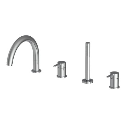 Fima Carlo Frattini Snap Смеситель на борт ванны, на 4 отв., с ручным душем, цвет: хром