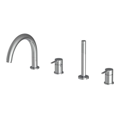 Fima Carlo Frattini Snap Смеситель на борт ванны, на 4 отв., с ручным душем, цвет: хром