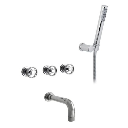 Nicolazzi Arena Смеситель для ванны с изливом из стены встраиваемый на 4 отверстия, излив: 190 мм, цвет: хром