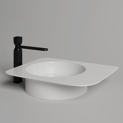 Salini Ninfea  Раковина накладная 54.5х44.7х12cм, без отв., без перелива, S-Stone, цвет: белый матовый