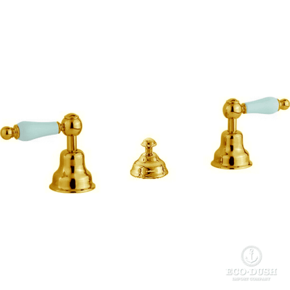 CISAL Arcana Toscana Смеситель для биде на 3 отверстия без излива, с донным клапаном, цвет: золото/белый