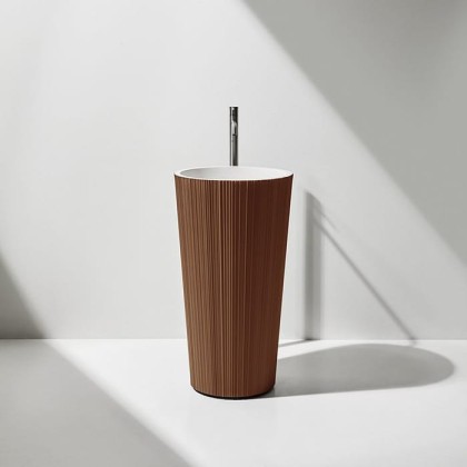 Antonio Lupi Plisse Раковина 47х85 см, без отв., напольная, слив в пол, с сифоном, донным клапаном и шлангом, Flumood, внешний цвет: Copper powder, внутри белый